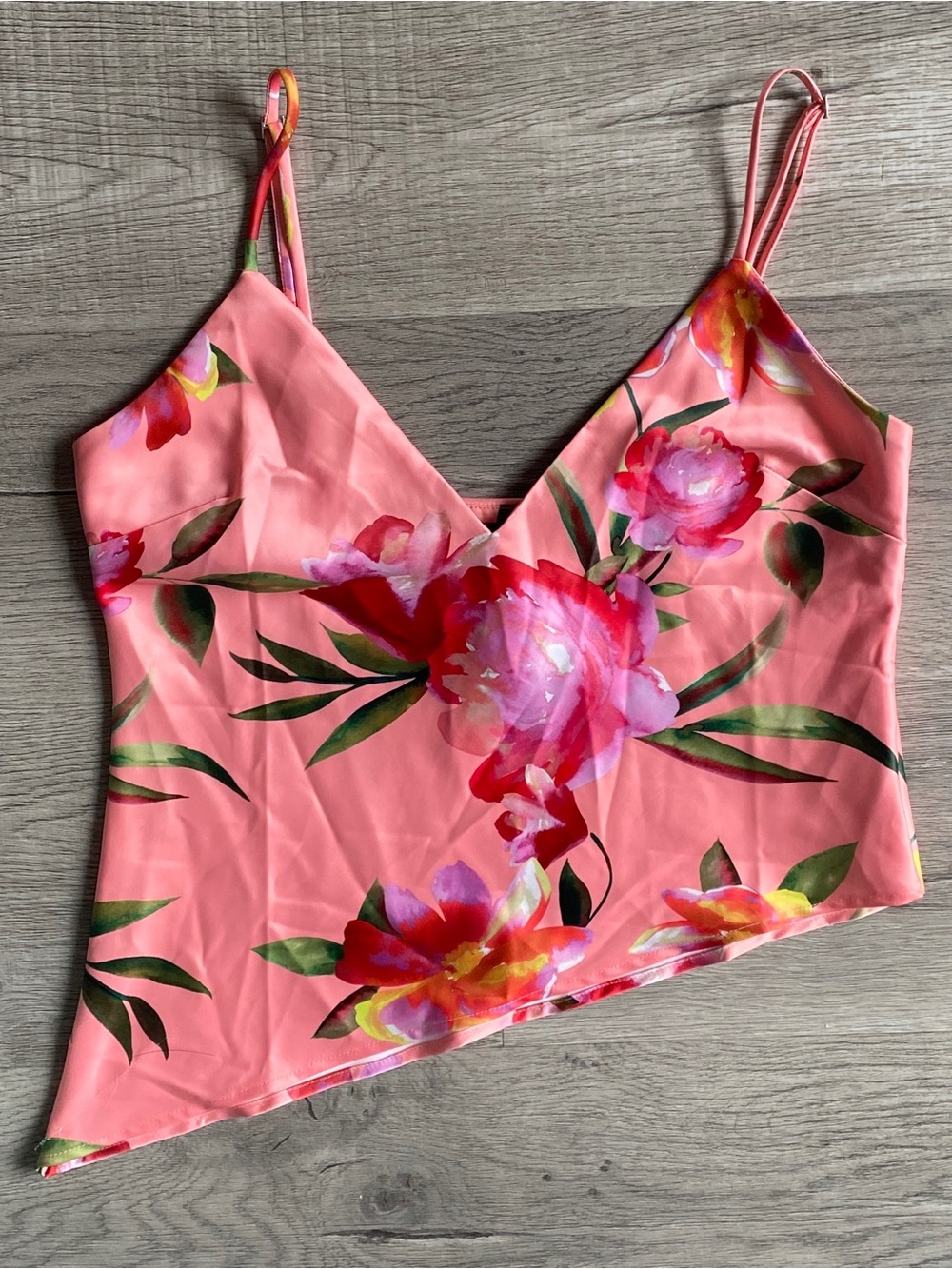 Bright Pink Floral NBD Asymmetrical Tank Top Size Small